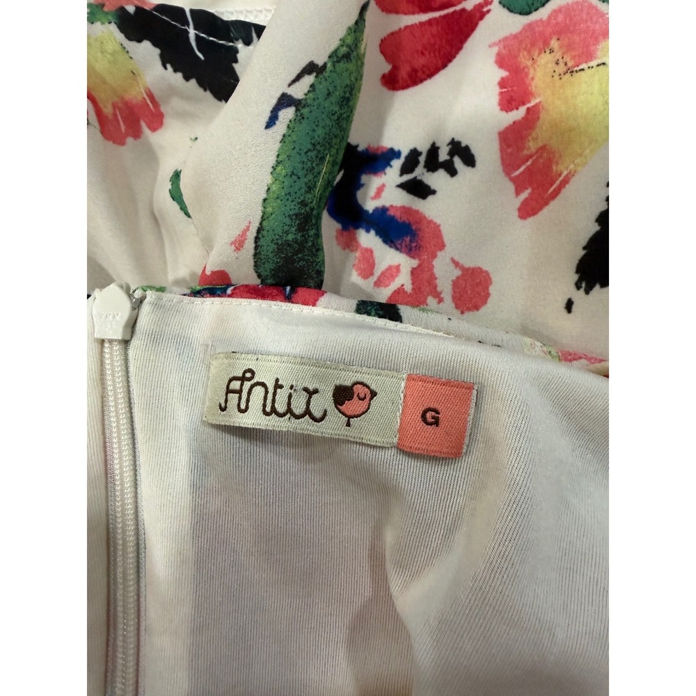 Antix Floral Halter Skater Dress Cottagecore Open Back Sundress Fit & Flare -L - Picture 8 of 9